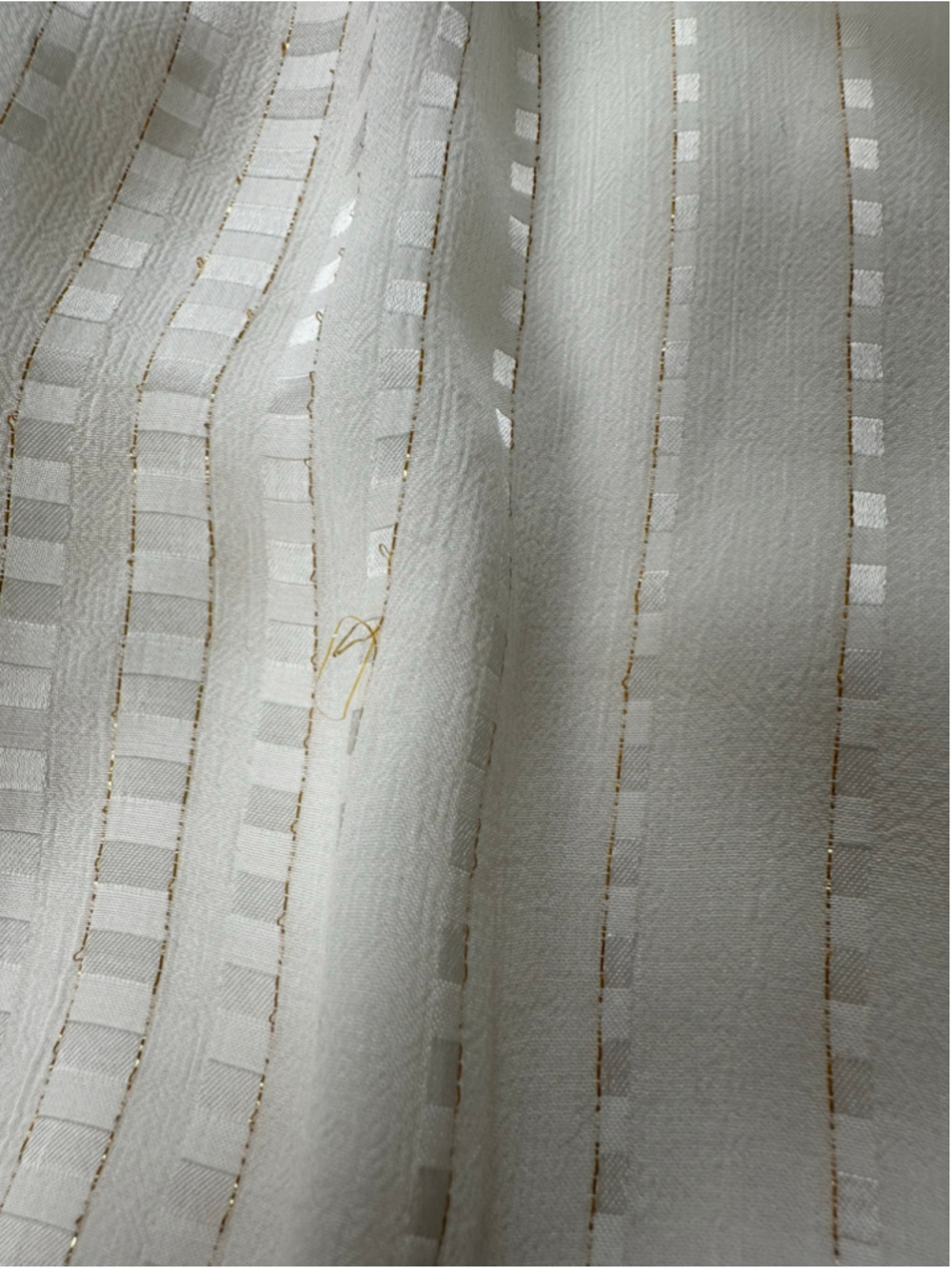 Ann Taylor Small Ivory Metallic Stripe High Neck Puff Sleeve Romantic Blouse - Picture 13 of 13
